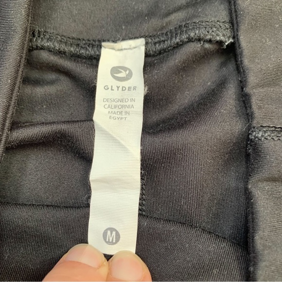 GLYDER black mesh stripe crops cropped yoga workout leggings, M. - Picture 8 of 8